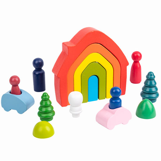 Wooden Assembled Rainbow House Villain Barrel