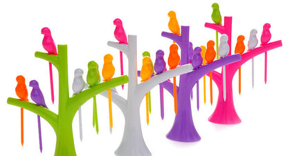 Food Picks For Kids Plastic Fruit Fork Tree Birds Dessert Fork Set