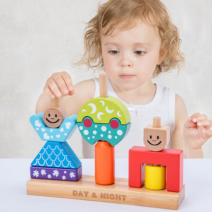 Day and night together with wooden toys