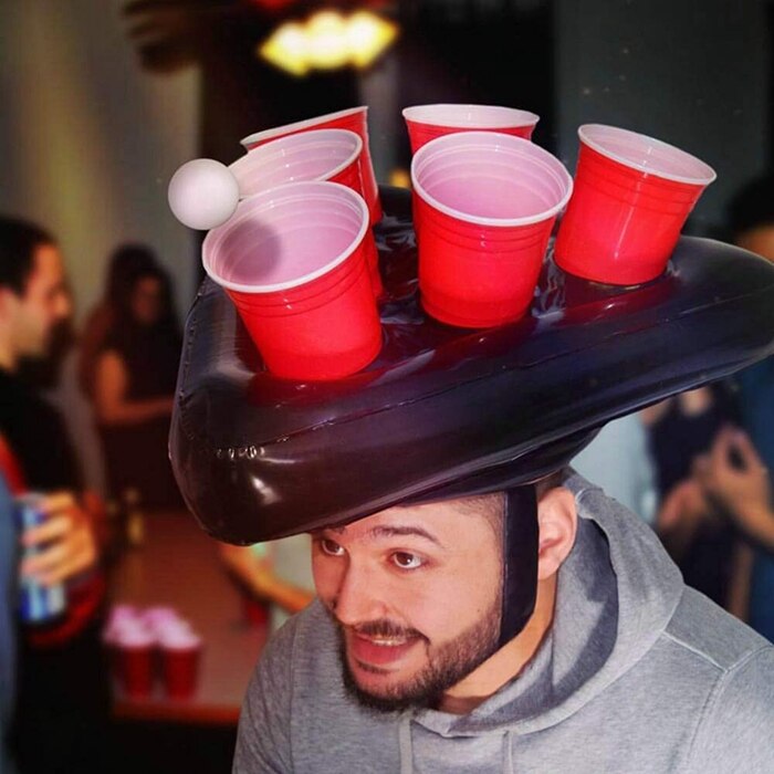 One Set Inflatable Ping Pong Cup Holder Hats Rings Toss Game