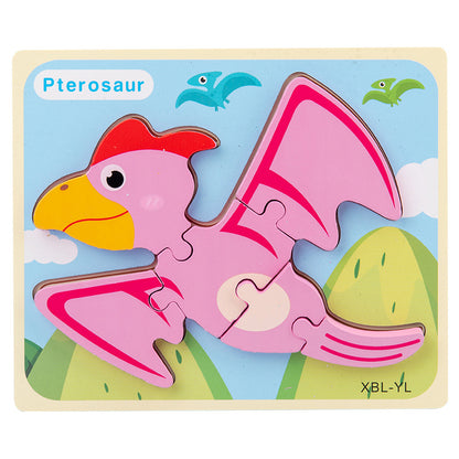 Baby Wooden Cartoon Dinosaur 3D Puzzle Jigsaw for Kids