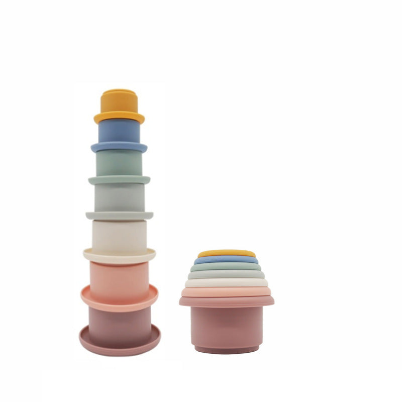 Baby Stacked Cup Stacking Interactive Jenga Children Silicone Infant Educational Toys