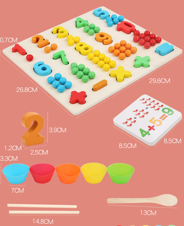 Children's Wooden Fine Action Digital Clip Beads Operation Board