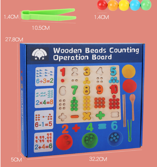 Children's Wooden Fine Action Digital Clip Beads Operation Board