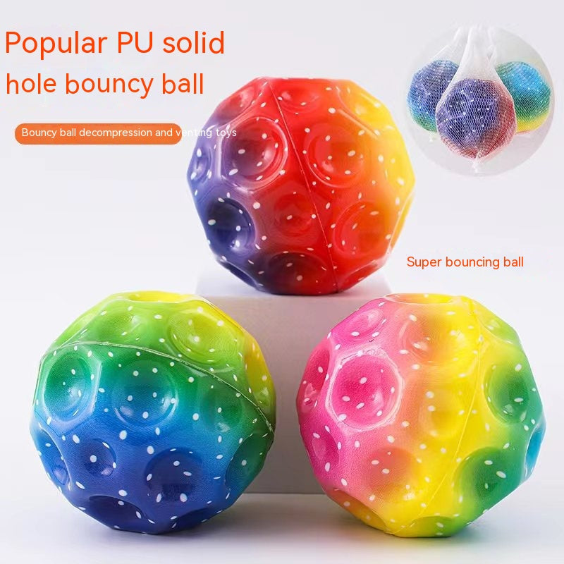 Colorful Hole Ball Soft Bouncy Ball Anti-fall Moon Shape