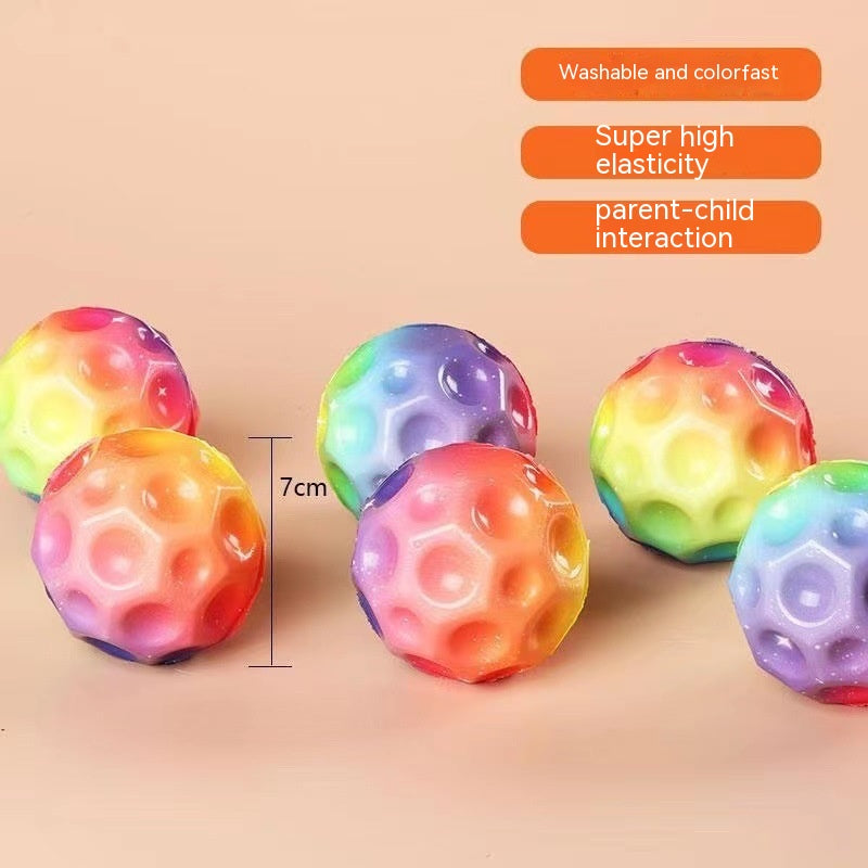 Colorful Hole Ball Soft Bouncy Ball Anti-fall Moon Shape