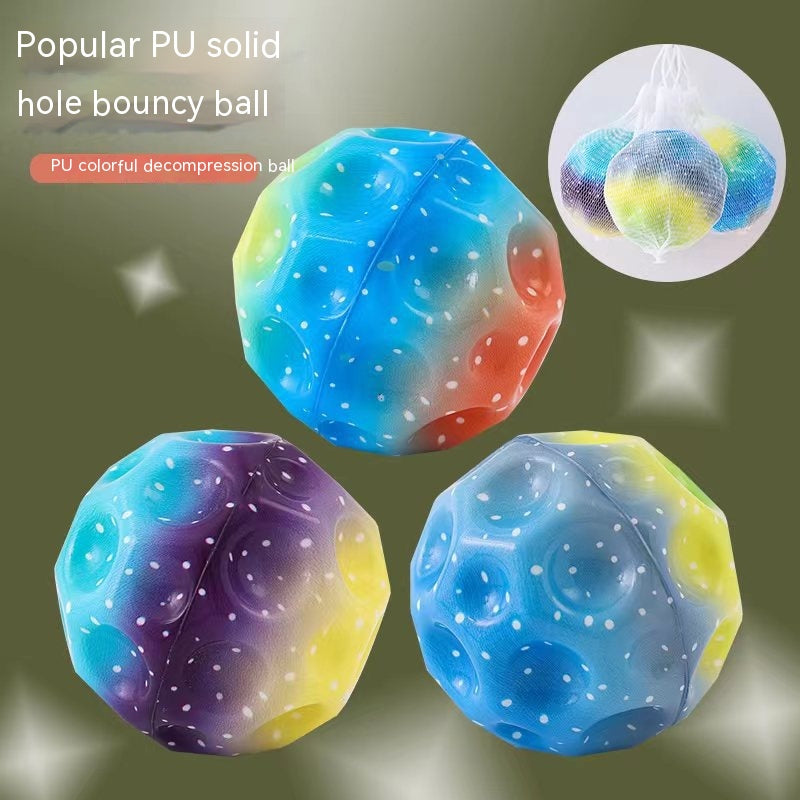 Colorful Hole Ball Soft Bouncy Ball Anti-fall Moon Shape