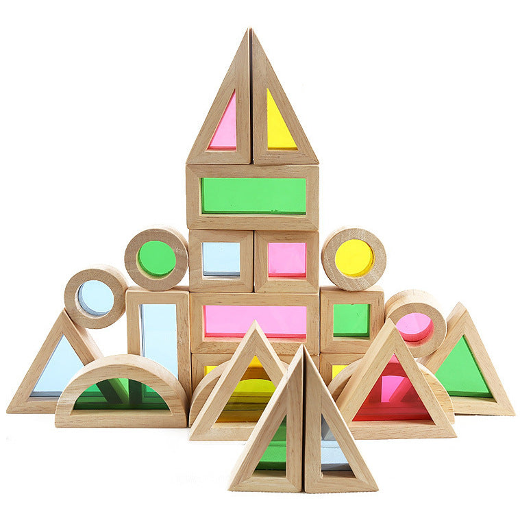 Wooden Rainbow Stacking Blocks Creative Colorful Learning And Educational