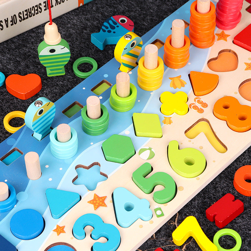 Educational Wooden Toys for Kids Board Math Fishing