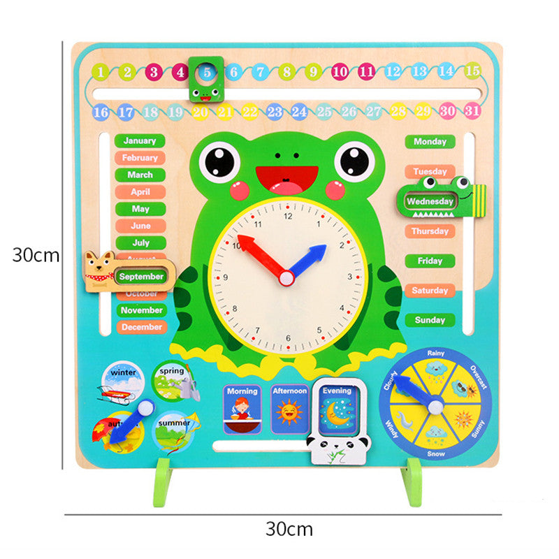 Montessori Wooden Toys Baby Weather Season Calendar Clock Time