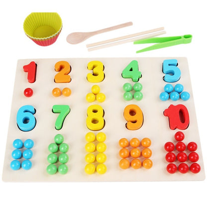 Children's Wooden Fine Action Digital Clip Beads Operation Board