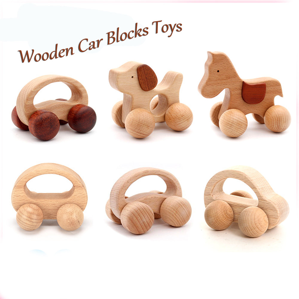 Baby Dog Shape Ecofriendly Wooden Car Infant Animal Puzzle Toys