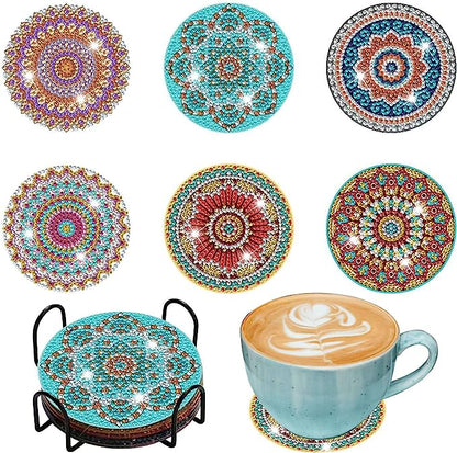 6 Pieces Diamond Painting Coasters Kits, DIY Diamond Painting Arts