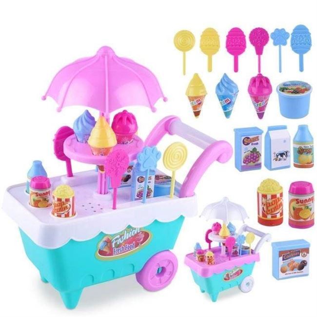 Children Role Play Toys Mini Candy Cart Detachable Ice Cream