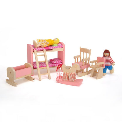 Small Furniture Wooden High Bed Children's Play House