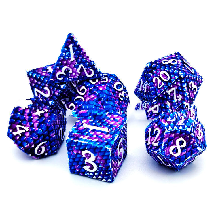 Metal Dragon Scale Polyhedron 7 Set Dice