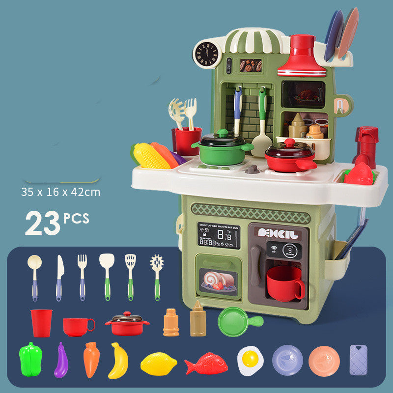 Children's Play House Tableware Table Light and Music Loop Water Cooking