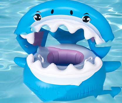 Inflatable Swimming Ring For Kids With Awning Shark Seat Ring