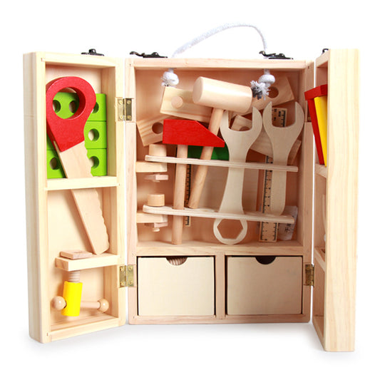 Wooden toy simulation disassembly toolbox