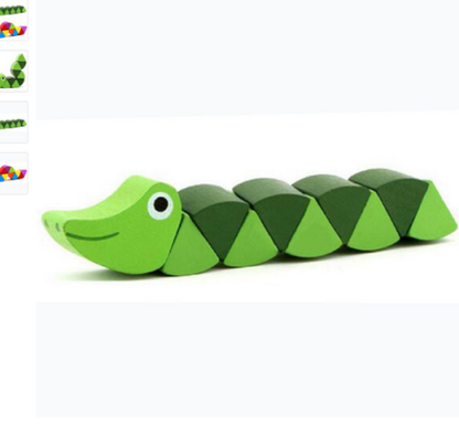 Montessori Educational Wooden Toys Colorful Caterpillars Finger