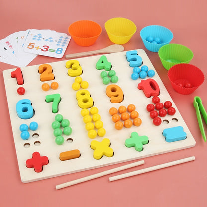 Children's Wooden Fine Action Digital Clip Beads Operation Board