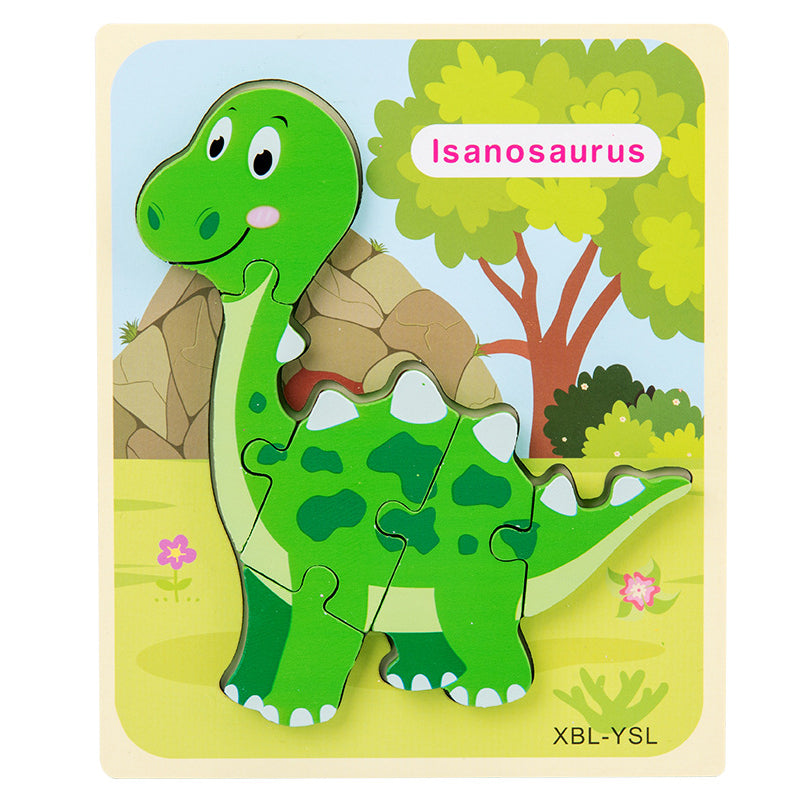 Baby Wooden Cartoon Dinosaur 3D Puzzle Jigsaw for Kids