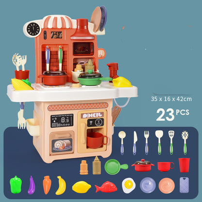 Children's Play House Tableware Table Light and Music Loop Water Cooking