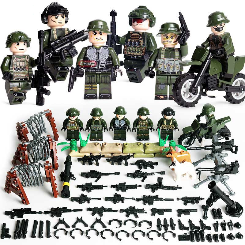 Military minifigures assembled children's toys