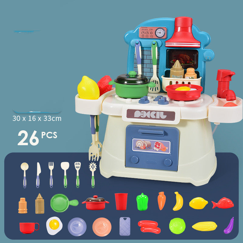 Children's Play House Tableware Table Light and Music Loop Water Cooking