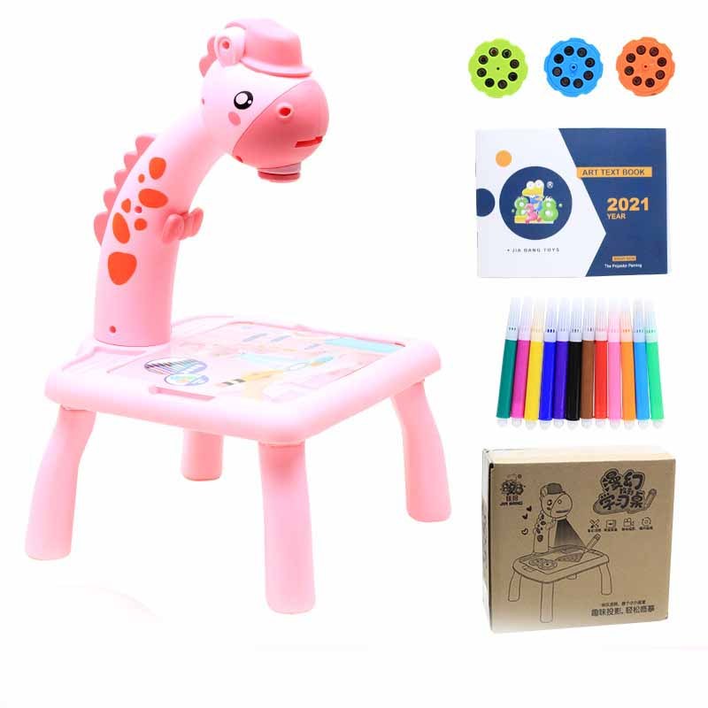 Cartoon Giraffe Projection Painting Study Desk