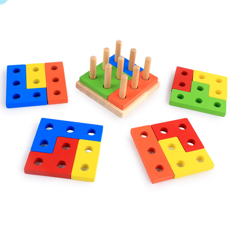 Young children assembling cube toy