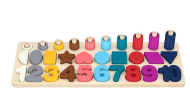 Number puzzle logarithmic board building blocks