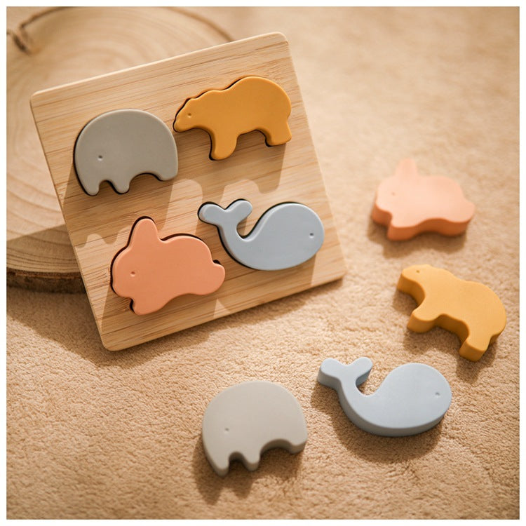 Building Blocks Food Grade Silicone Baby Animal Puzzle Toys