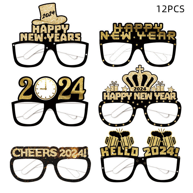 3D Glasses Happy New Year Children Kids Party Photograph Decoration Props