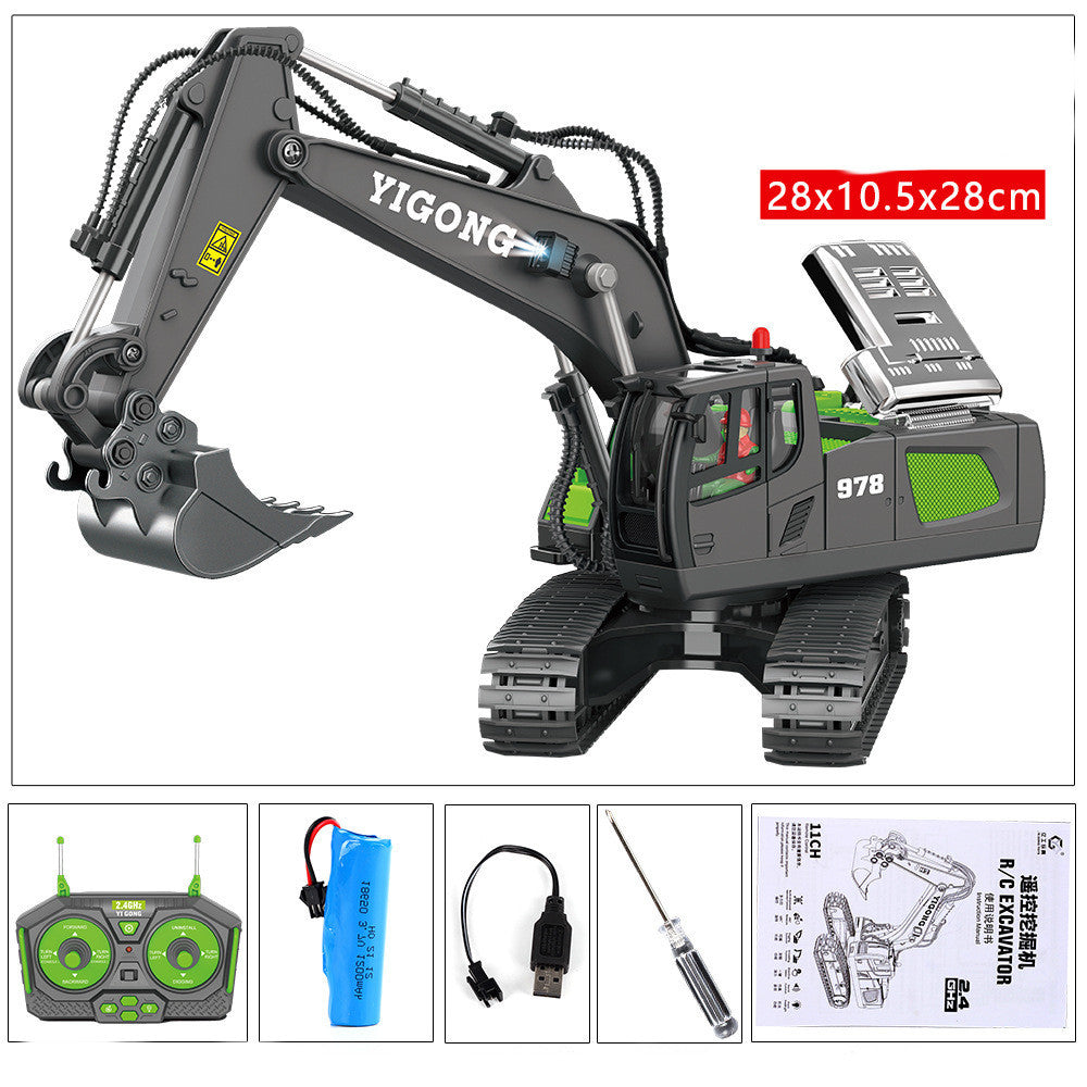 Children's Simple Alloy Charging Excavator Toy Car