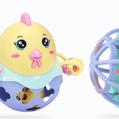 Soft rubber animal hand grasping ball chicken baby holding ring ball