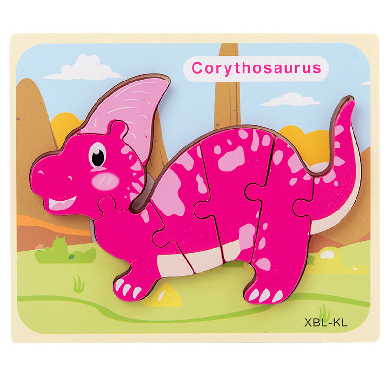 Baby Wooden Cartoon Dinosaur 3D Puzzle Jigsaw for Kids