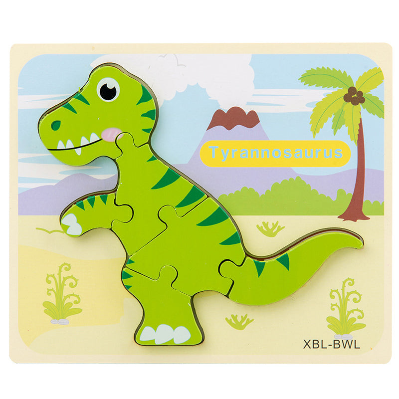 Baby Wooden Cartoon Dinosaur 3D Puzzle Jigsaw for Kids