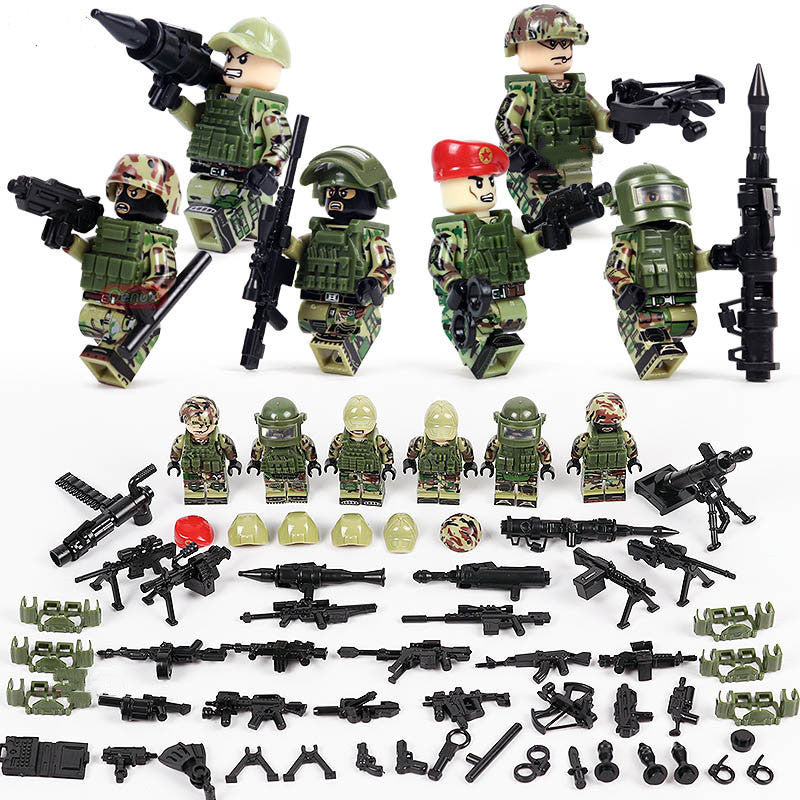 Military minifigures assembled children's toys