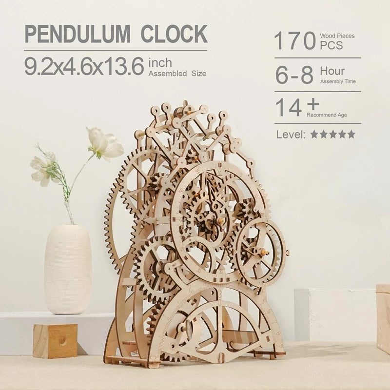 Robotime Rokr Pendulum Clock 170 Pcs 3D Wooden Puzzle Toys