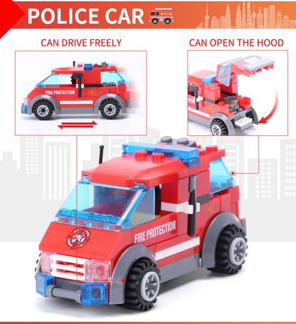 Fire Station Model Building Blocks City Construction Firefighter