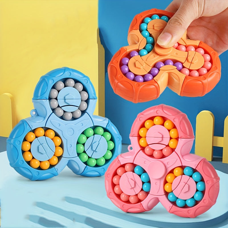 Magic Bean Puzzle Toy, Rotating Magic Bean Cube&Fidget Spinner Toys