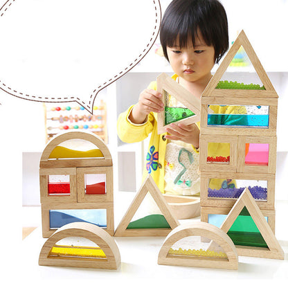 Wooden Rainbow Stacking Blocks Creative Colorful Learning And Educational