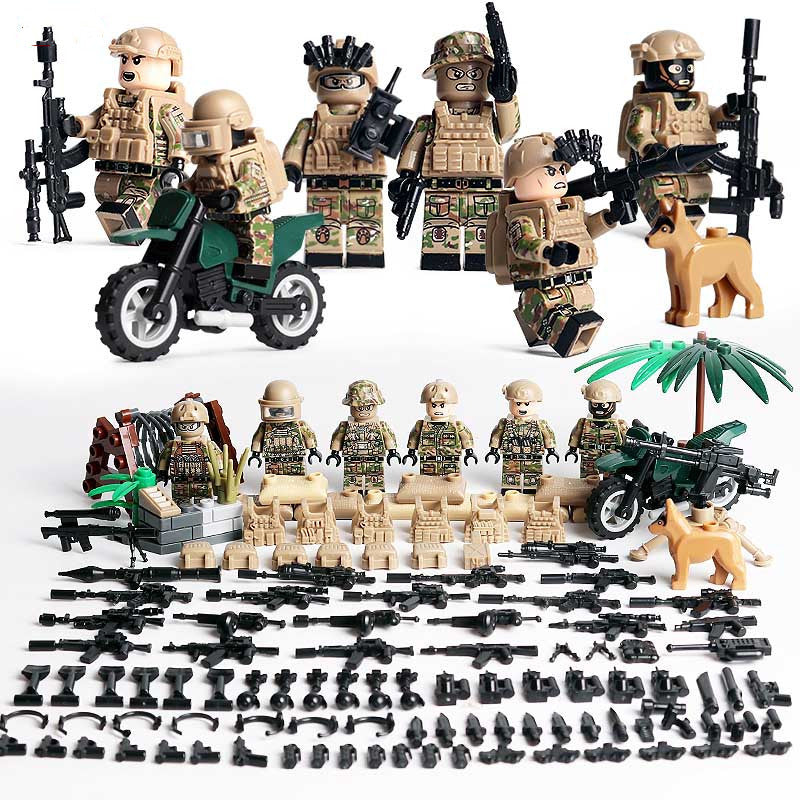 Military minifigures assembled children's toys