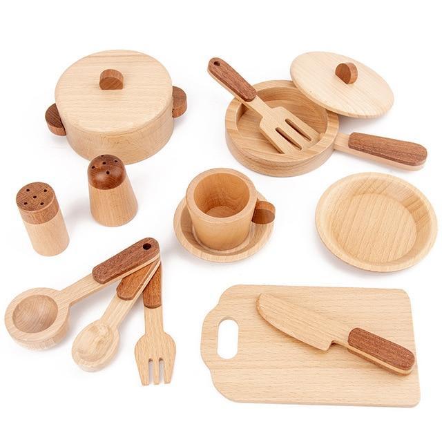 Solid wood play house toys