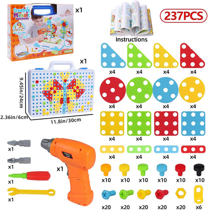 237 Pieces Creative Toy Drill Puzzle Set, STEM Learning Educational Toys