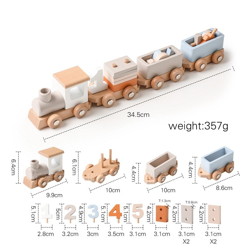 Wooden Children's Birthday Train Toy Baby Birthday Milestone Toy