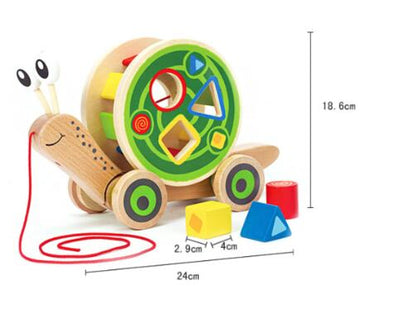 Drag Snail Baby Toddler Wooden Toy