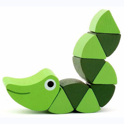 Wooden toy puzzle animal doll toy