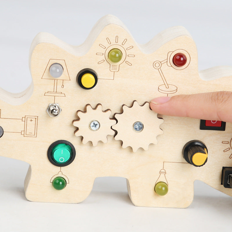 Children's Wooden Dinosaur Circuit Board Busy Light Toys